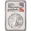 Image 1 : 2021 Ty. 2 $1 American Silver Eagle Coin NGC MS70 First Day Release Gaudioso Signed