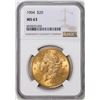 Image 1 : 1904 $20 Liberty Head Eagle Gold Coin NGC MS63