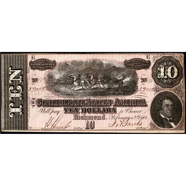 1864 $10 Confederate States of America Note