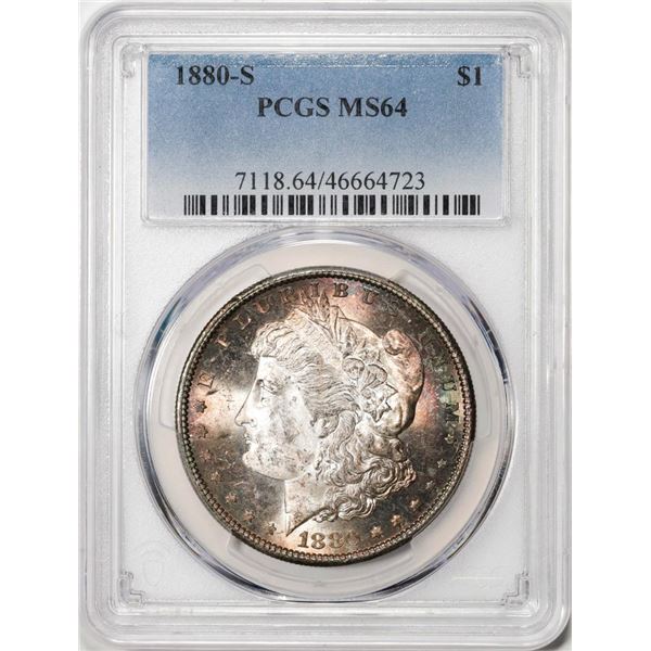 1880-S $1 Morgan Silver Dollar Coin PCGS MS64 Amazing Toning