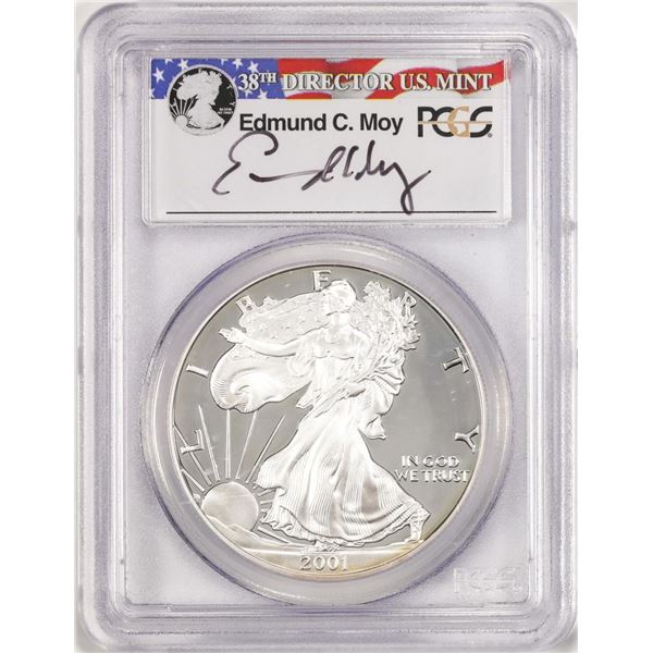 2001-W $1 Proof American Silver Eagle Coin PCGS PR69DCAM Edmund C. Moy Signature