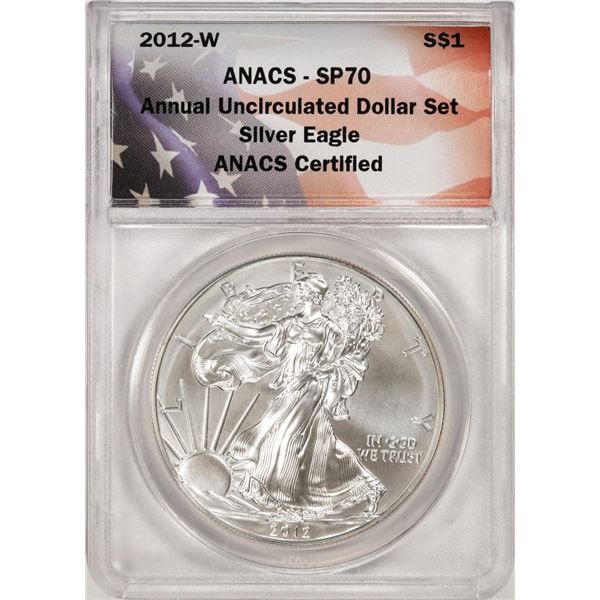 2012-W Burnished $1 American Silver Eagle Coin ANACS SP70