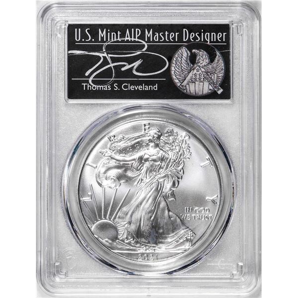 2021-(S) Ty. 1 $1 American Silver Eagle Coin PCGS MS70 Cleveland Signed San Francisco