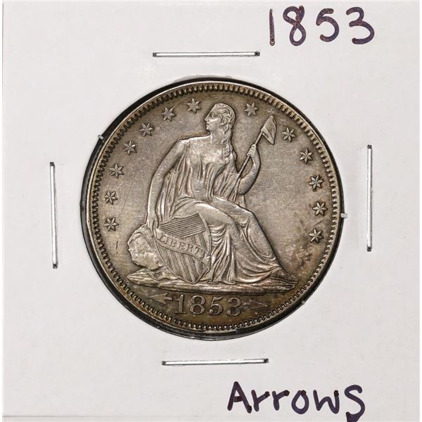 1853 w/Arrows Seated Liberty Half Dollar Coin