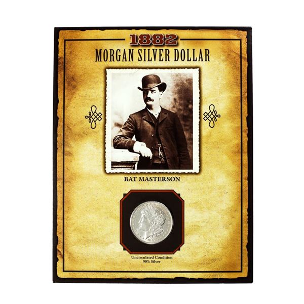 1882 $1 Morgan Silver Dollar Coin Bat Masterson Legends of the Wild West