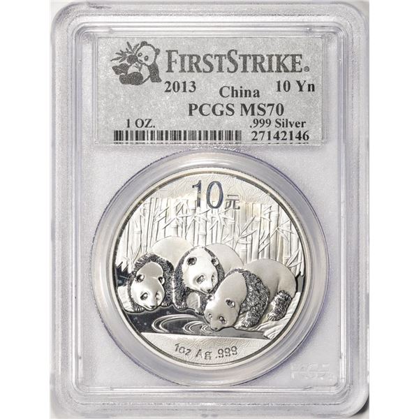2013 China 10 Yuan Silver Panda Coin PCGS MS70 First Strike