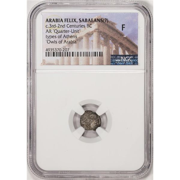 c.3rd-2nd centuries BC Arabia Felix Sabeans AR Quarter-Unit Ancient Coin NGC F