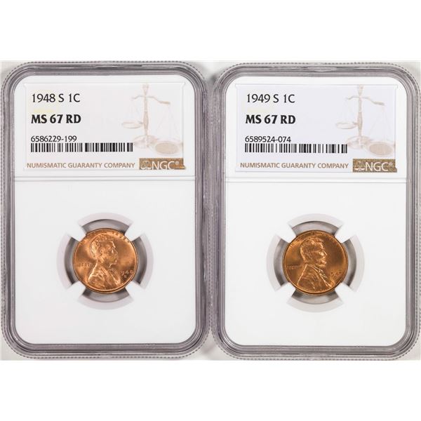 Lot of 1948-S & 1949-S Lincoln Wheat Cent Coins NGC MS67RD