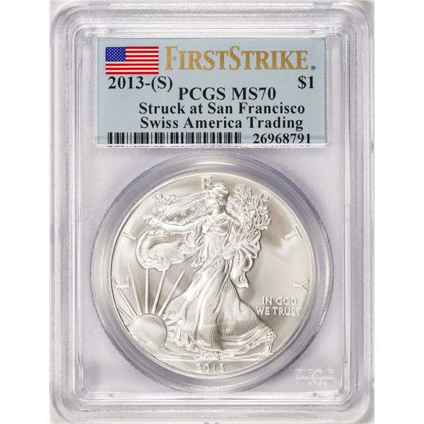 2013-(S) $1 American Silver Eagle Coin PCGS MS70 San Francisco Mint First Strike