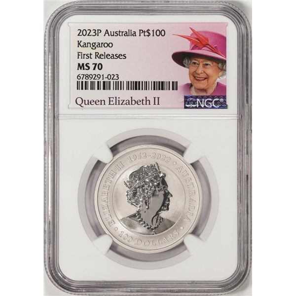 2023P Australia $100 Kangaroo 1oz Platinum Coin NGC MS70 First Releases