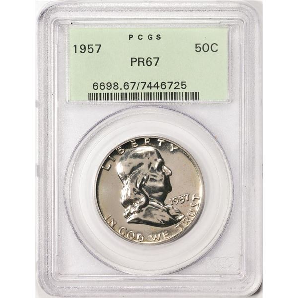 1957 Proof Franklin Half Dollar Coin PCGS PR67 Old Green Label
