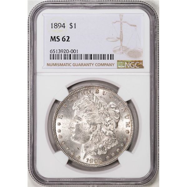 1894 $1 Morgan Silver Dollar Coin NGC MS62