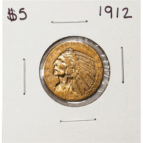 1912 $5 Indian Head Half Eagle Gold Coin