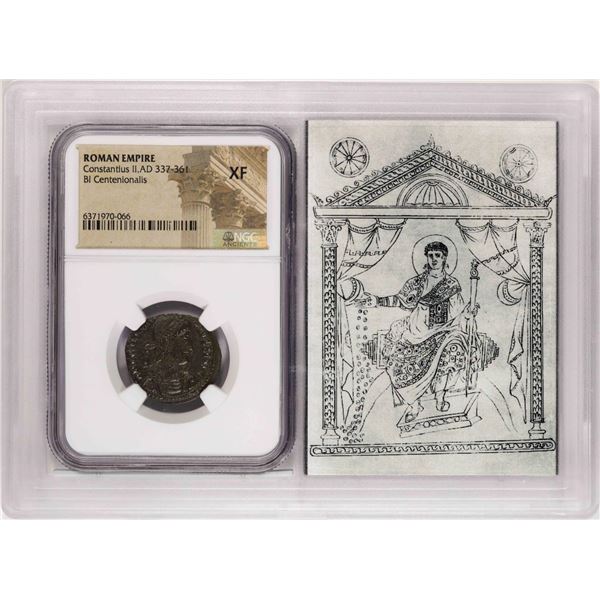 AD 337-361 Roman Empire Constantius II Bi Centenionalis Ancient Coin NGC XF Story Box
