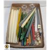 Image 1 : BOX OF TAPERED CANDLES AND PINWHEEL