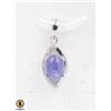 Image 1 : #241-UNHEATED BLUE TANZANITE & CZ PENDANT