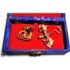 Image 1 : 2) DRAGON BROOCH SELECTION, GOLD TONE WITH RED