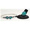 Image 1 : 10)  TURQUOISE BANGLE BRACELET STAMPED 925 SILVER