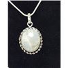 Image 1 : 11)  OVAL MOONSTONE PENDANT ON 20" SNAKE CHAIN.