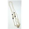 Image 1 : 12)  PEARL 60" NECKLACE WITH GOLD TONE AND BLACK