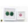 Image 1 : #96-HEATED RUBY 3.60 CT & EMERALD 13.90 CT  GEMSTO