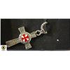 Image 1 : SILVER ALLOY KNIGHTS TEMPLAR CROSS WITH CHAIN