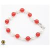 Image 1 : #317- FRESH WATER PEARL , RED JADE   BRACELET