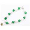 Image 1 : #314- FRESH WATER PEARL , GREEN EMRALD   BRACELET