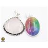 Image 1 : #392-NATURAL ROSE QUARTZ ,RANBOW SOLAR QZ  PENDANT