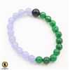 Image 1 : #297-EMERALD ,PURPLE JADEITE ,OBSIDIAN BEAD BRACEL