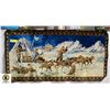 Image 1 : VINTAGE DOG SLED SCENE VELVET WALL TAPESTRY