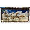 Image 1 : VINTAGE DOG SLED SCENE VELVET WALL TAPESTRY