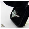 Image 2 : RING W/FOUR PEAR CUT GREENISH BLUE MOISSANITES