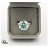 Image 1 : GREENISH BLUE MOISSANITE SET IN SILVER PLATED