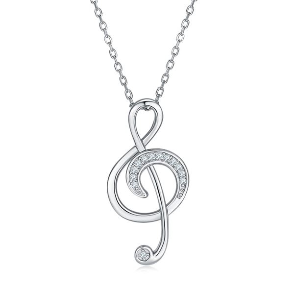 MUSIC NOTE 925 STERLING SILVER MOISSANITE NECKLACE