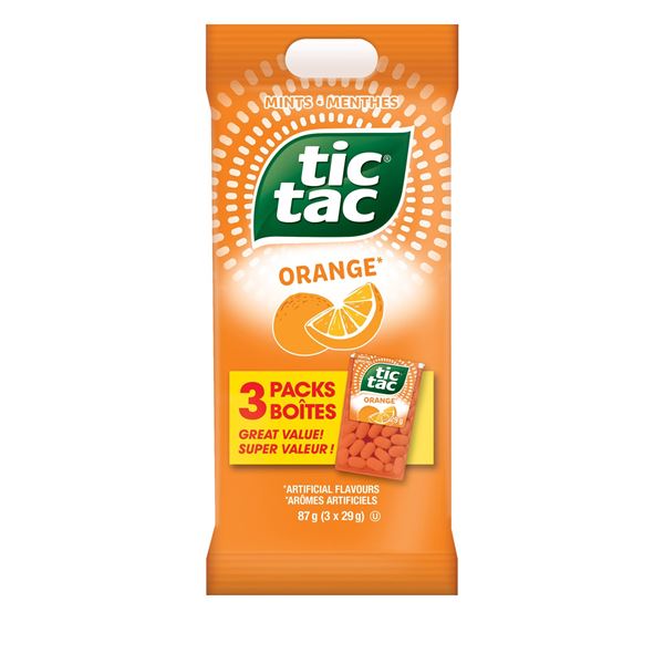 BAG WITH 3 PACKS OF TIC TAC ORANGE