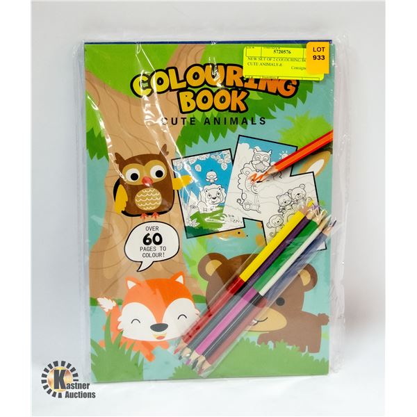 NEW SET OF 2 COLOURING BOOKS, CUTE ANIMALS &