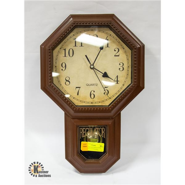 VINTAGE QUARTZ REGULATOR CLOCK WITH PENDULUM