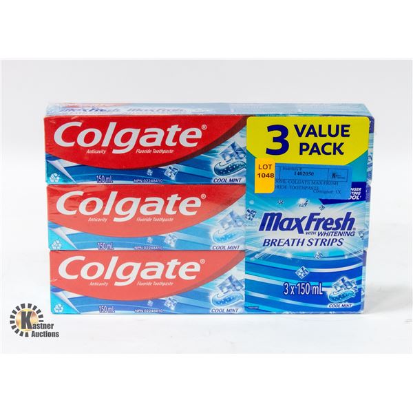 3 X 150ML COLGATE MAX FRESH FLUORIDE TOOTHPASTE