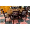 Image 1 : VINTAGE WOOD DINING TABLE W/2 LEAF INSERTS & 6
