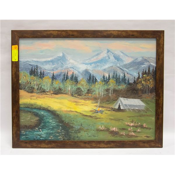 ESTATE MALIGNE LAKE OIL ON CANVAS PAINTING APPROX