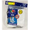 Image 1 : WHITE CREW SOCKS 6-12 SIZE 6-PACK FRUIT OF LOOM