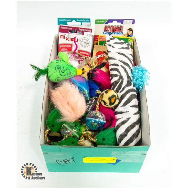 FLAT OF ASSORTED CAT TOYS