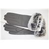 Image 1 : LEATHER GLOVES W/RABBIT FUR TRIM XL