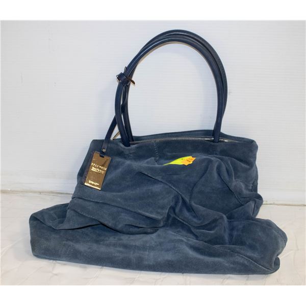 SUEDE PURSE, BLUE