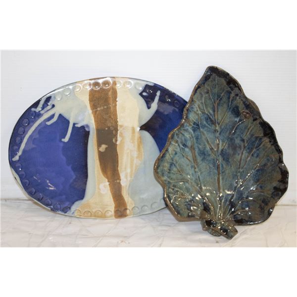 2 POTTERY PLATTERS TOGETHER