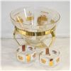 Image 1 : GOLD TRIM BOWL W/STAND & DIP BOWLS