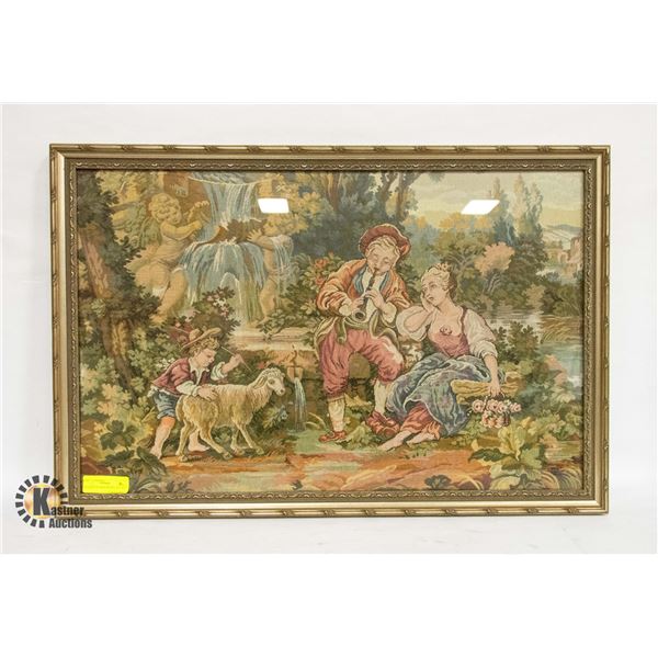 2 LARGE FRAMED WOVEN ART PCS