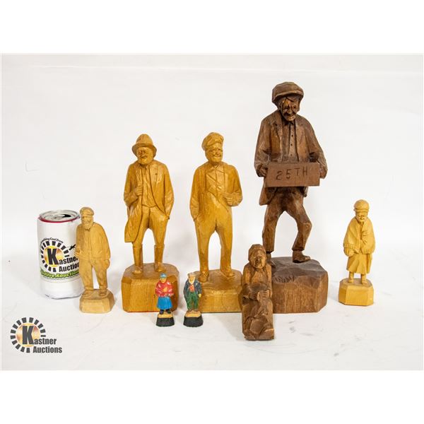 FLAT OF WOOD CARVED FIGURES