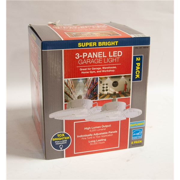 3 Panel Led NEW SUPER BRIGHT 3-PANEL LED GARAGE LIGHT, 2-PACK